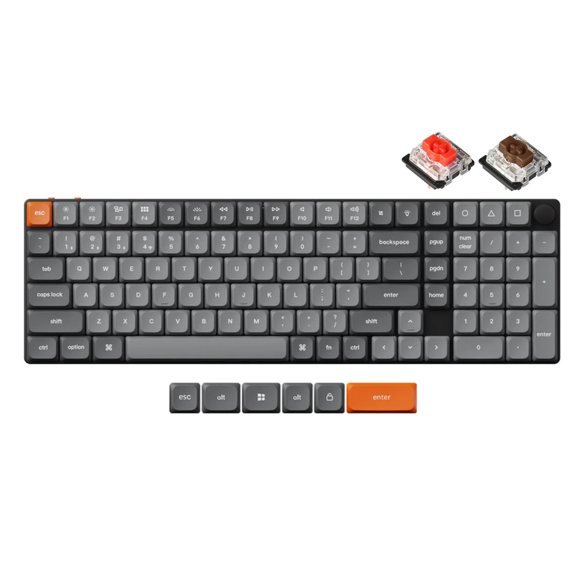 Keychron K17 Max QMK RGB Backlight Hot-Swappable Wireless Custom Mechanical Keyboard (Low Profile Gateron Mechanical Brown Switch, Red Switch) (K17M-H3, K17M-H1)