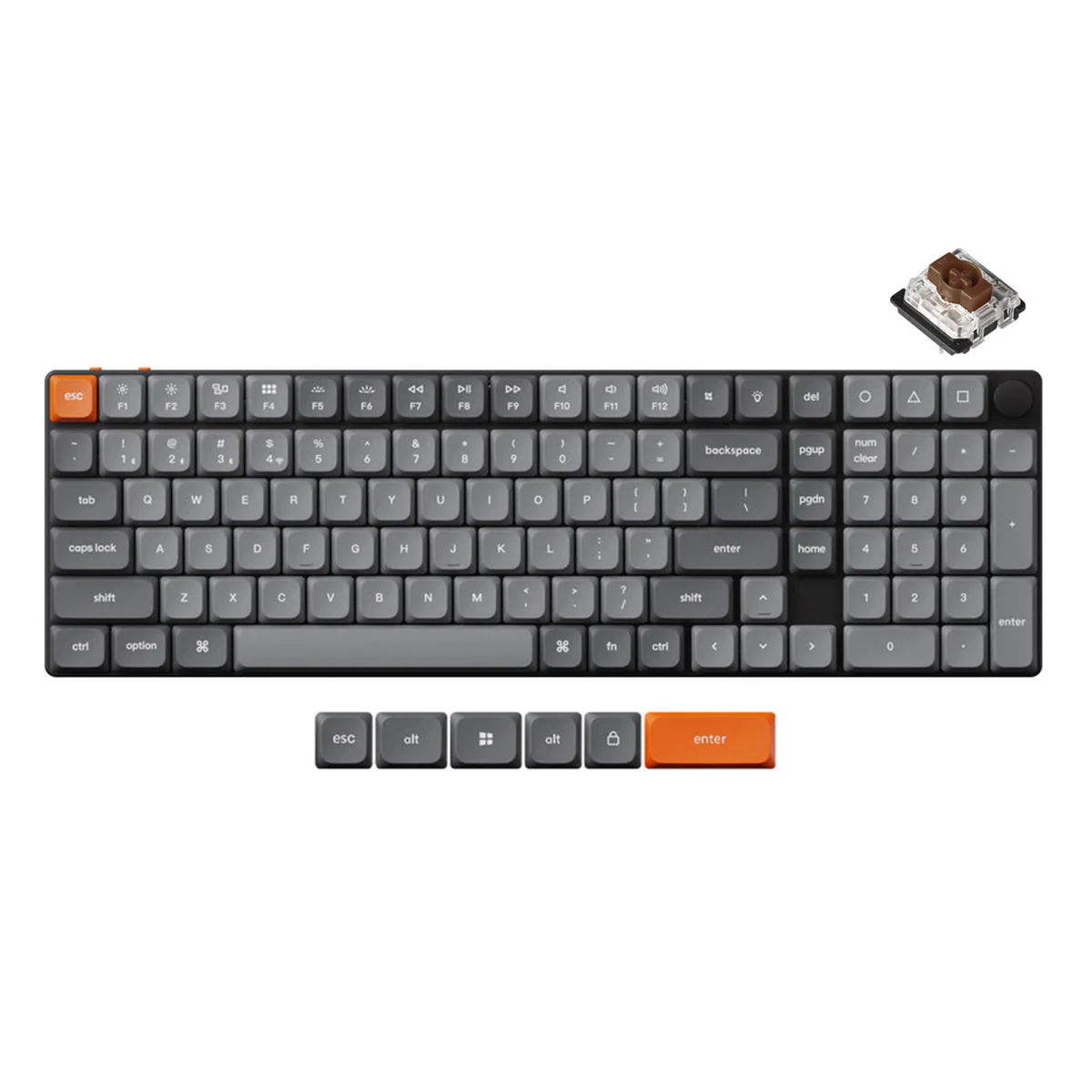 Keychron K17 Max QMK RGB Backlight Hot-Swappable Wireless Custom Mechanical Keyboard (Low Profile Gateron Mechanical Brown Switch, Red Switch) (K17M-H3, K17M-H1) - Image 2