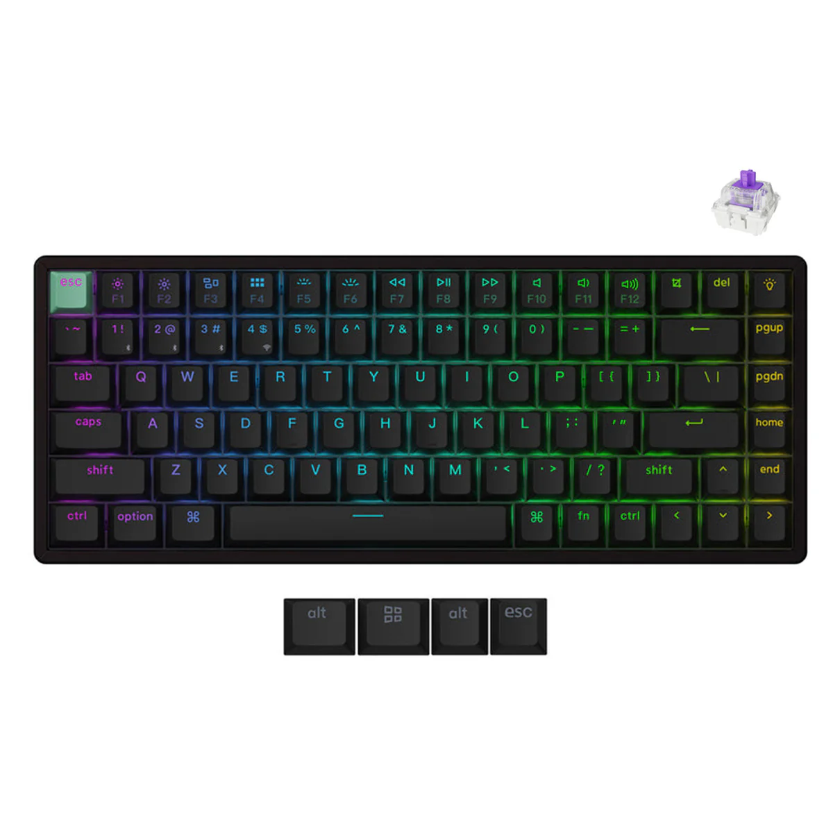 Keychron K2 HE Standard Ed. Hot-Swappable RGB Backlight 75% Wireless Magnetic Switch Custom Keyboard - Black (Gateron Double-Rail Magnetic Nebula Switch) (K2H-J1)
