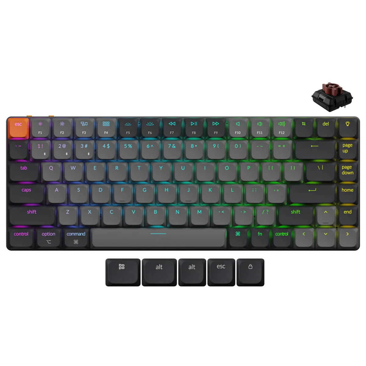 Keychron K3 MAX QMK/VIA RGB Backlight Compact Wireless Mechanical Keyboard Version 3 - Black/Grey (Low Profile Gateron Mechanical Red Switch, Low Profile Gateron Mechanical Brown Switch) (K3X-H1, K3X-H3) - Image 2
