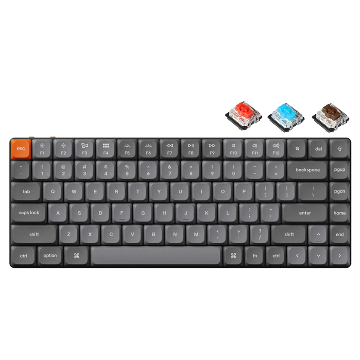 Keychron K3 Max QMK/Via RGB Backlit Hot-Swappable Compact Wireless Custom Mechanical Keyboard - Black/Grey (Low Profile Gateron Mechanical Brown Switch) (K3M-H3) (Red Switch, Blue Switch, Brown Switch)