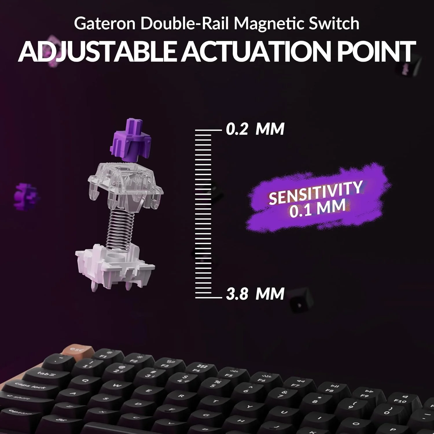 Keychron K4 HE Special Ed. Hot-Swappable RGB Backlight 96% Wireless Magnetic Switch Custom Keyboard - Black (Gateron Double-Rail Magnetic Nebula Switch) (K4H-F1) - Image 4