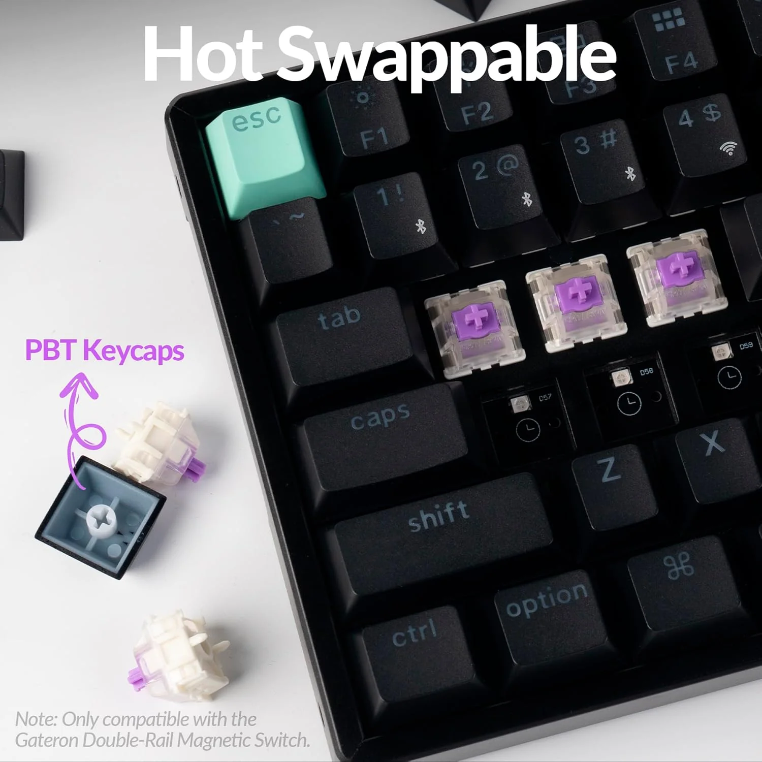 Keychron K4 HE Standard Ed. Hot-Swappable RGB Backlight 96% Wireless Magnetic Switch Custom Keyboard - Black (Gateron Double-Rail Magnetic Nebula Switch) (K4H-J1) - Image 4