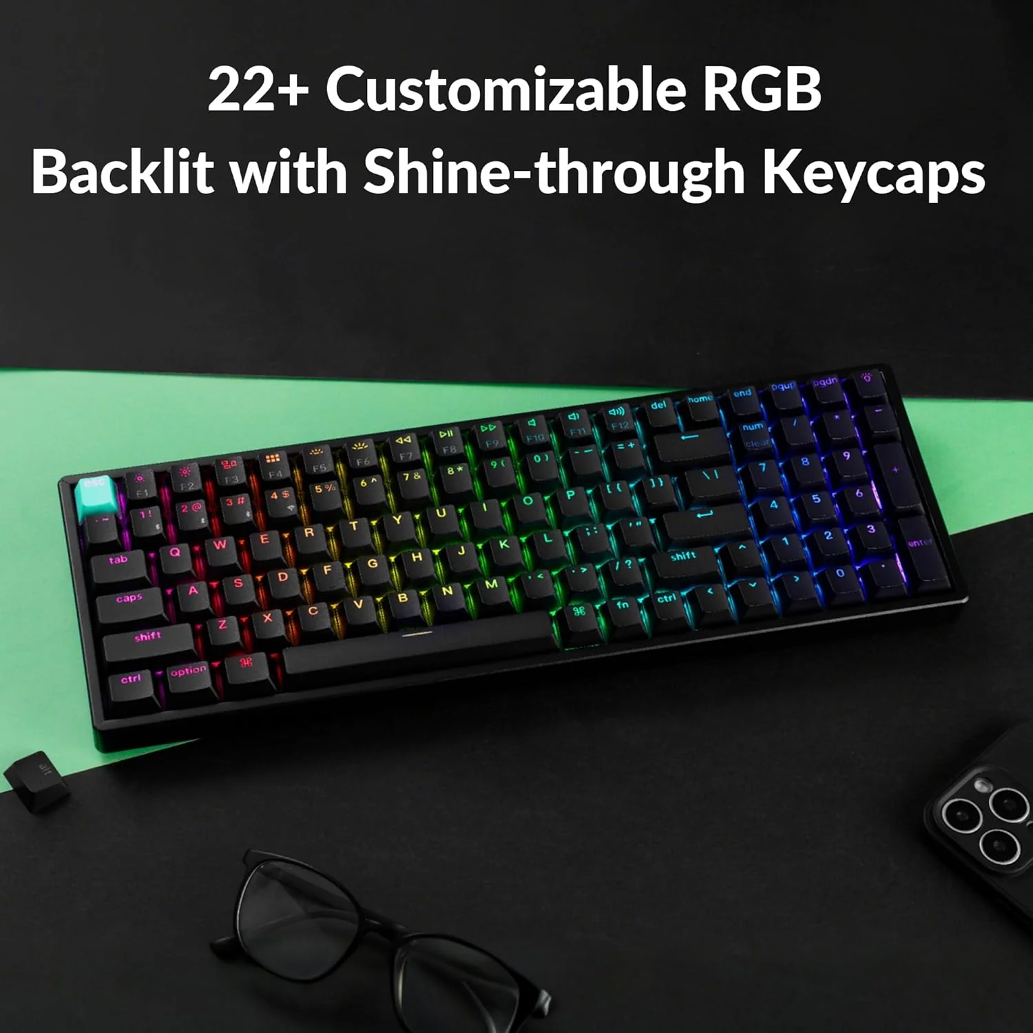 Keychron K4 HE Standard Ed. Hot-Swappable RGB Backlight 96% Wireless Magnetic Switch Custom Keyboard - Black (Gateron Double-Rail Magnetic Nebula Switch) (K4H-J1) - Image 5