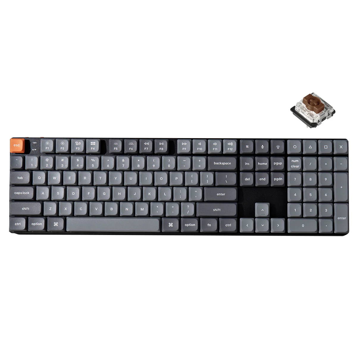 Keychron K5 Max QMK/Via RGB Backlit Full Size Wireless Custom Mechanical Keyboard (Low Profile Gateron Mechanical Brown Switch) (K5M-B3)