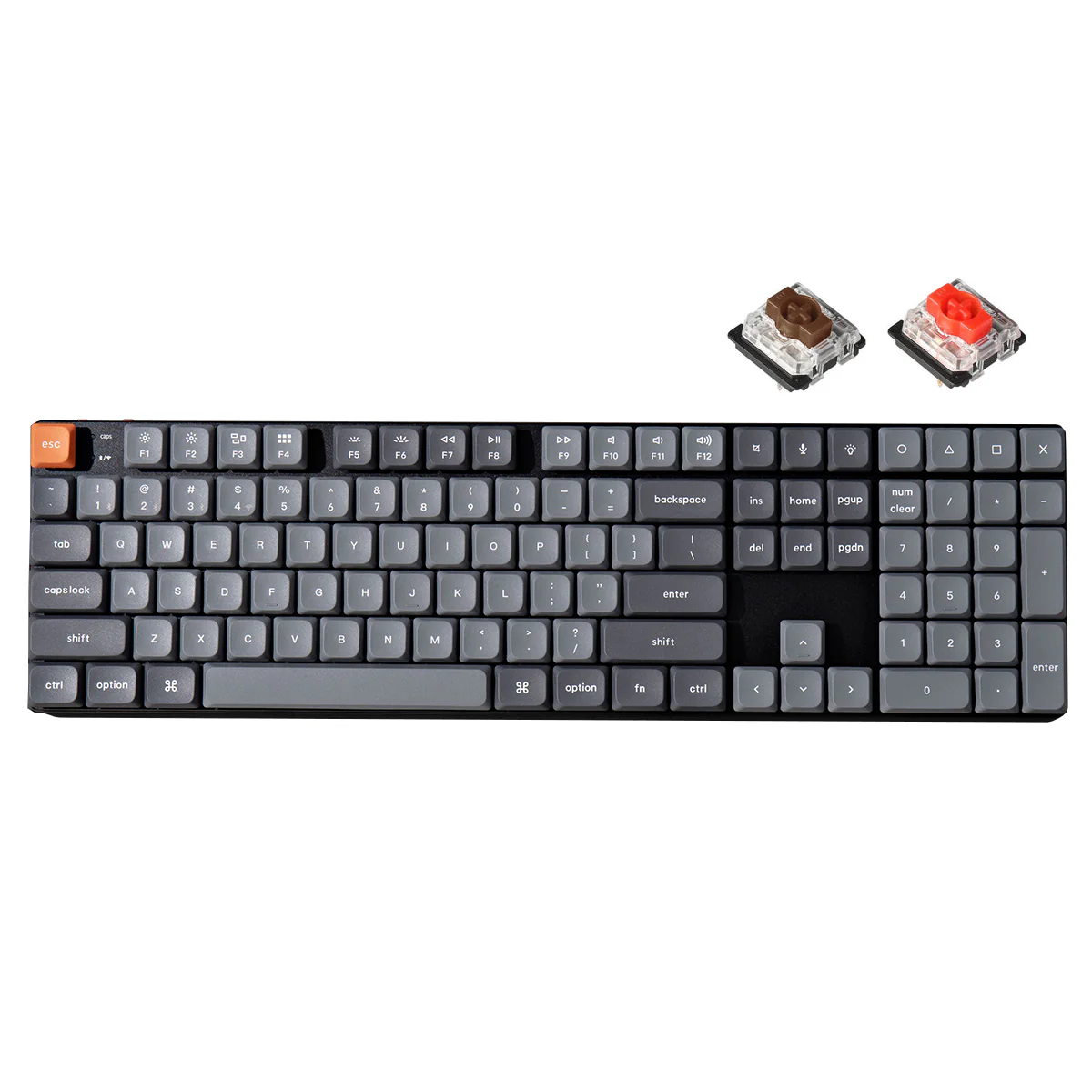 Keychron K5 Max QMK/Via White Backlit Full Size Wireless Custom Mechanical Keyboard (Low Profile Gateron Mechanical Switch) (Red Switch, Brown Switch)