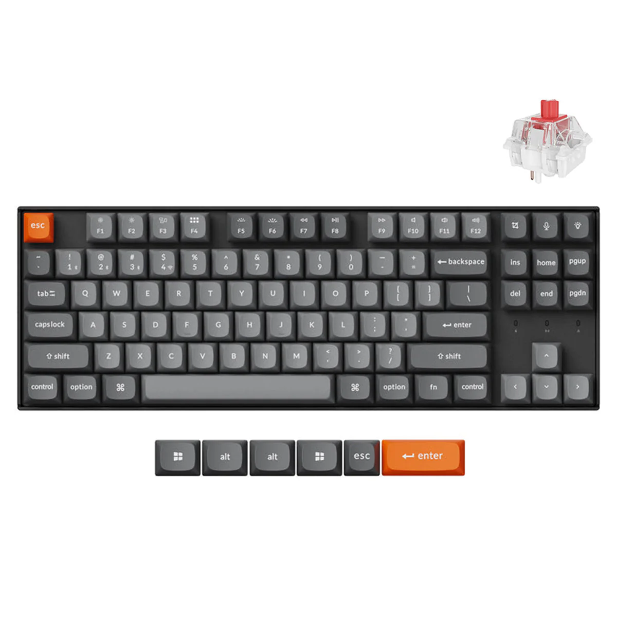 Keychron K8 Max QMK Fully Assembled RGB Backlight Hot-Swappable TKL Wireless Mechanical Keyboard - Black (Super Banana Switch, Super Red Switch) - Image 3