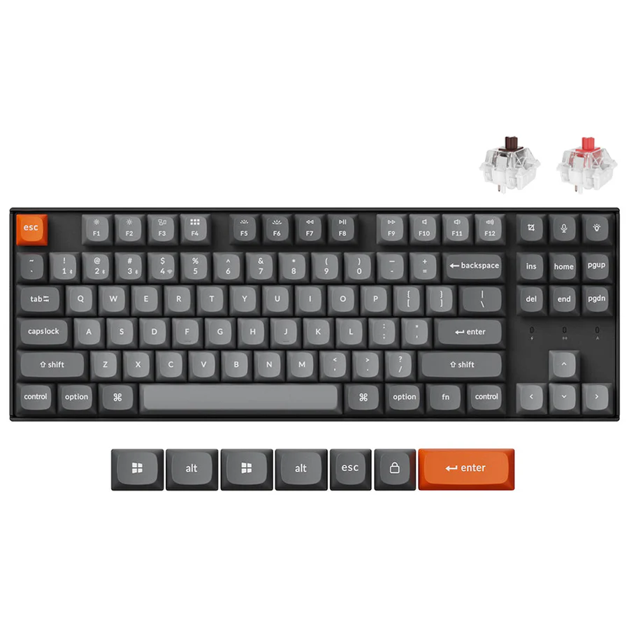 Keychron K8 Max QMK Fully Assembled White Backlight TKL Wireless Mechanical Keyboard - Black (Super Brown Switch, Super Red Switch)
