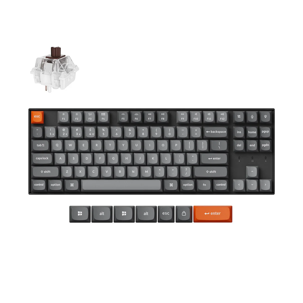 Keychron K8 Max QMK Fully Assembled White Backlight TKL Wireless Mechanical Keyboard - Black (Super Brown Switch, Super Red Switch) - Image 2