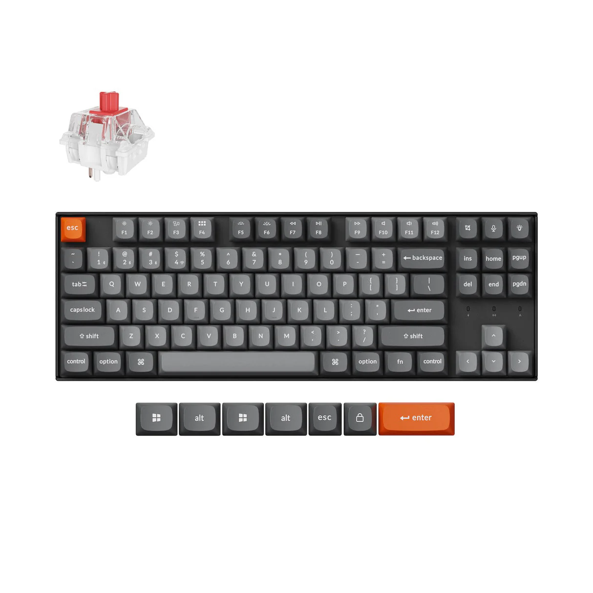 Keychron K8 Max QMK Fully Assembled White Backlight TKL Wireless Mechanical Keyboard - Black (Super Brown Switch, Super Red Switch) - Image 3