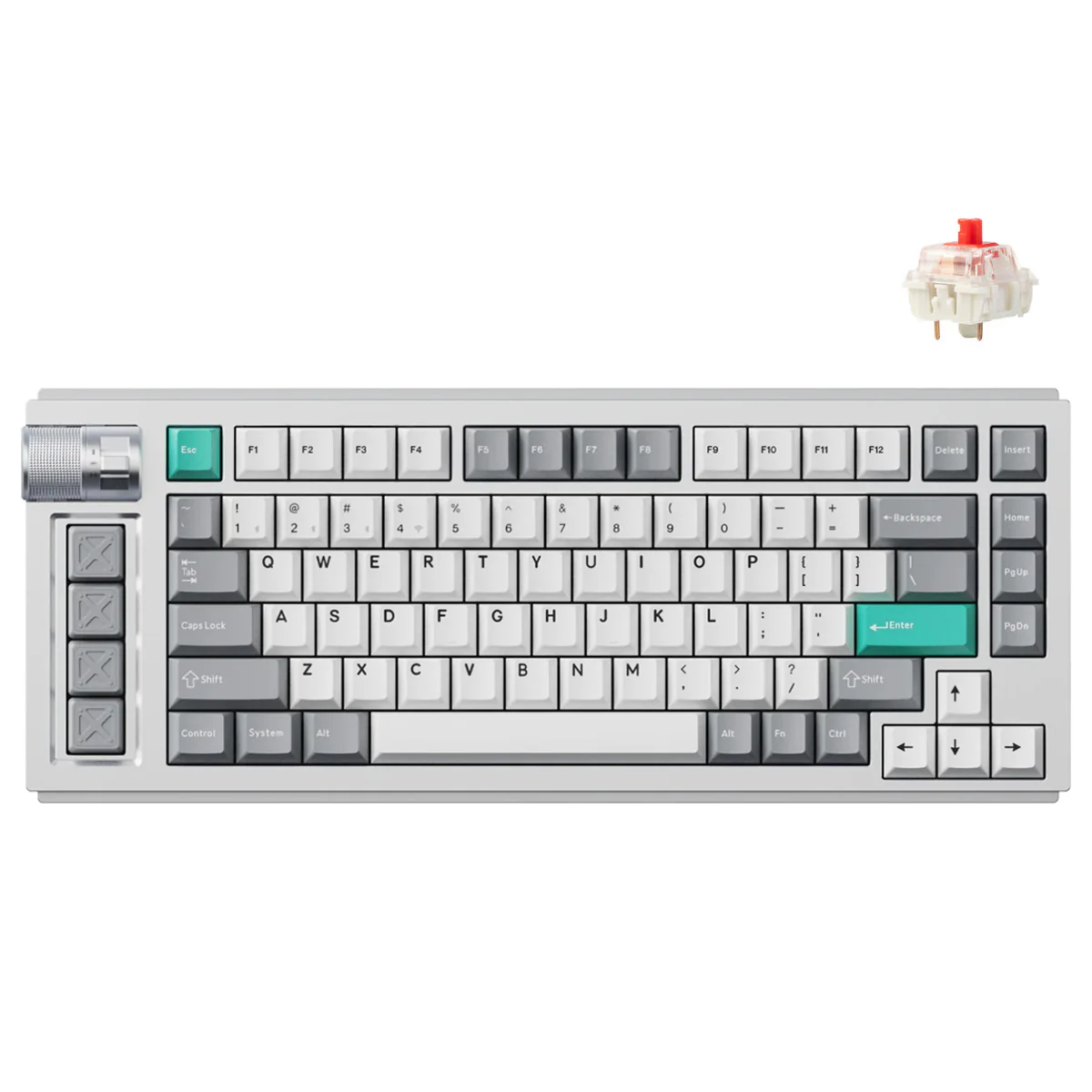 Keychron Lemokey L1 QMK/Via Fully Assembled With Knob RGB Backlit Hot-Swappable 75% Wireless Custom Gaming Keyboard - Space Silver (Gateron Jupiter Red Switch) (L1-X1)