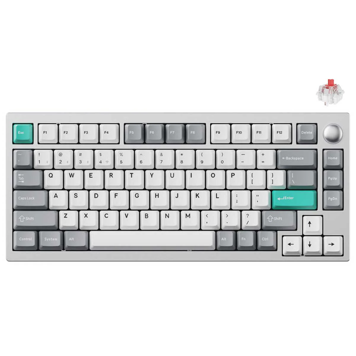 Keychron Lemokey P1 QMK/VIA Fully Assembled with Knob (Pro Version) RGB Backlight Hot-Swappable 75% Custom Gaming Keyboard - Space Silver (Super Red Switch) (P1P-X1)
