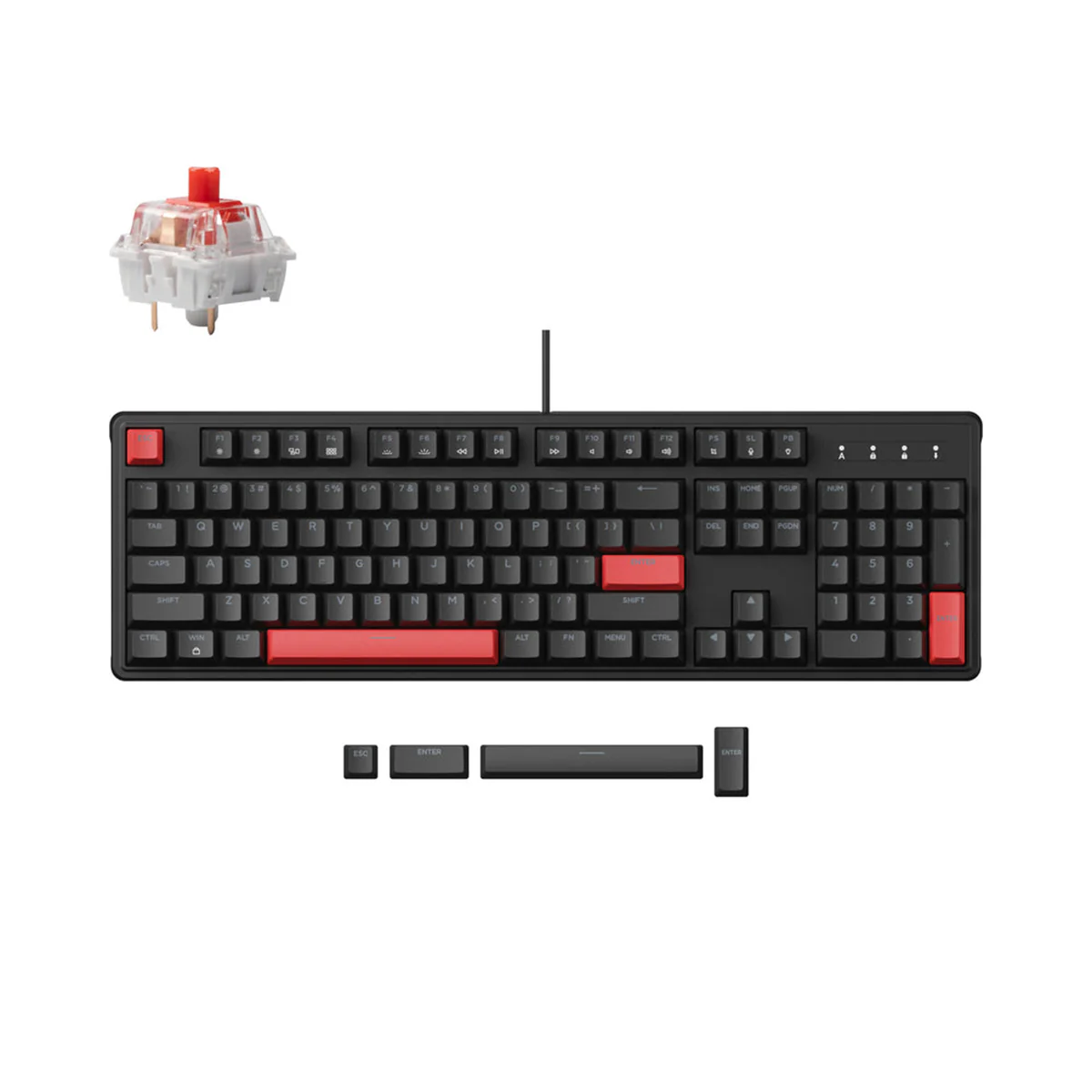Keychron Lemokey X3 QMK/VIA Red Backlight TKL Wired Mechanical Gaming Keyboard (Red Switch, Brown Switch) (X3-A1, X3-A3) - Image 2