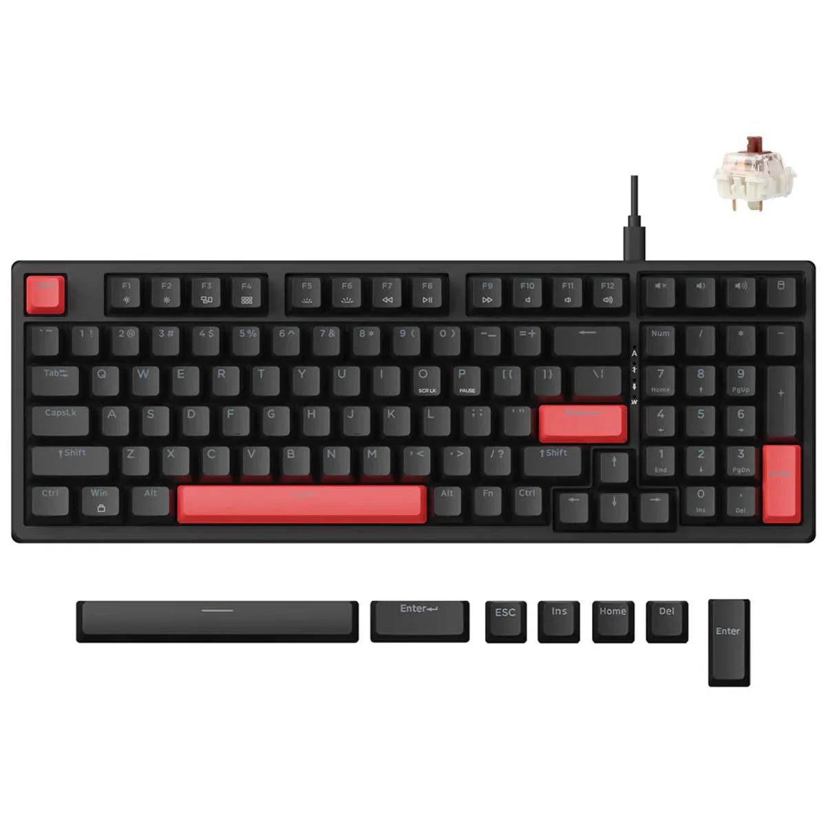 Keychron Lemokey X5 QMK Red Backlight 96% Wired Mechanical Gaming Keyboard (Brown Switch) (X5-A3)