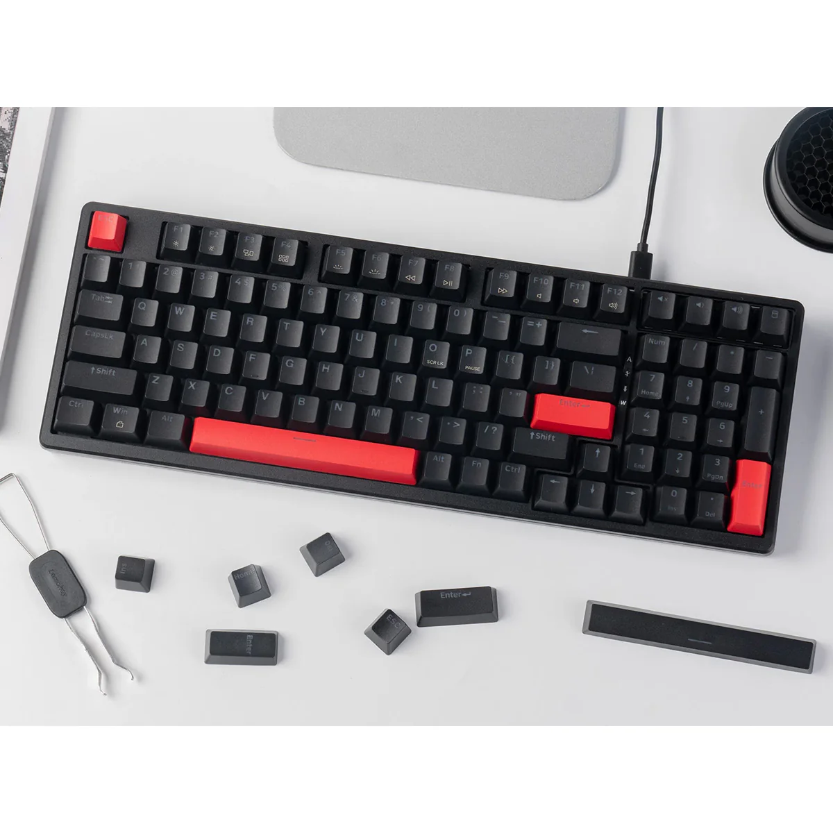 Keychron Lemokey X5 QMK Red Backlight 96% Wired Mechanical Gaming Keyboard (Brown Switch) (X5-A3) - Image 3