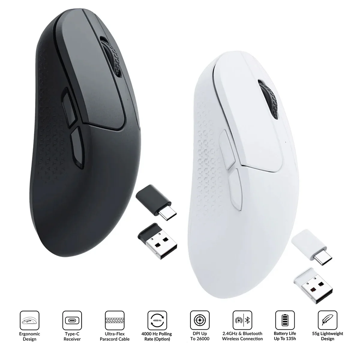 Keychron M3 Mini 1000Hz Wireless Mouse (Black, White) (M3M-A1, M3M-A3)