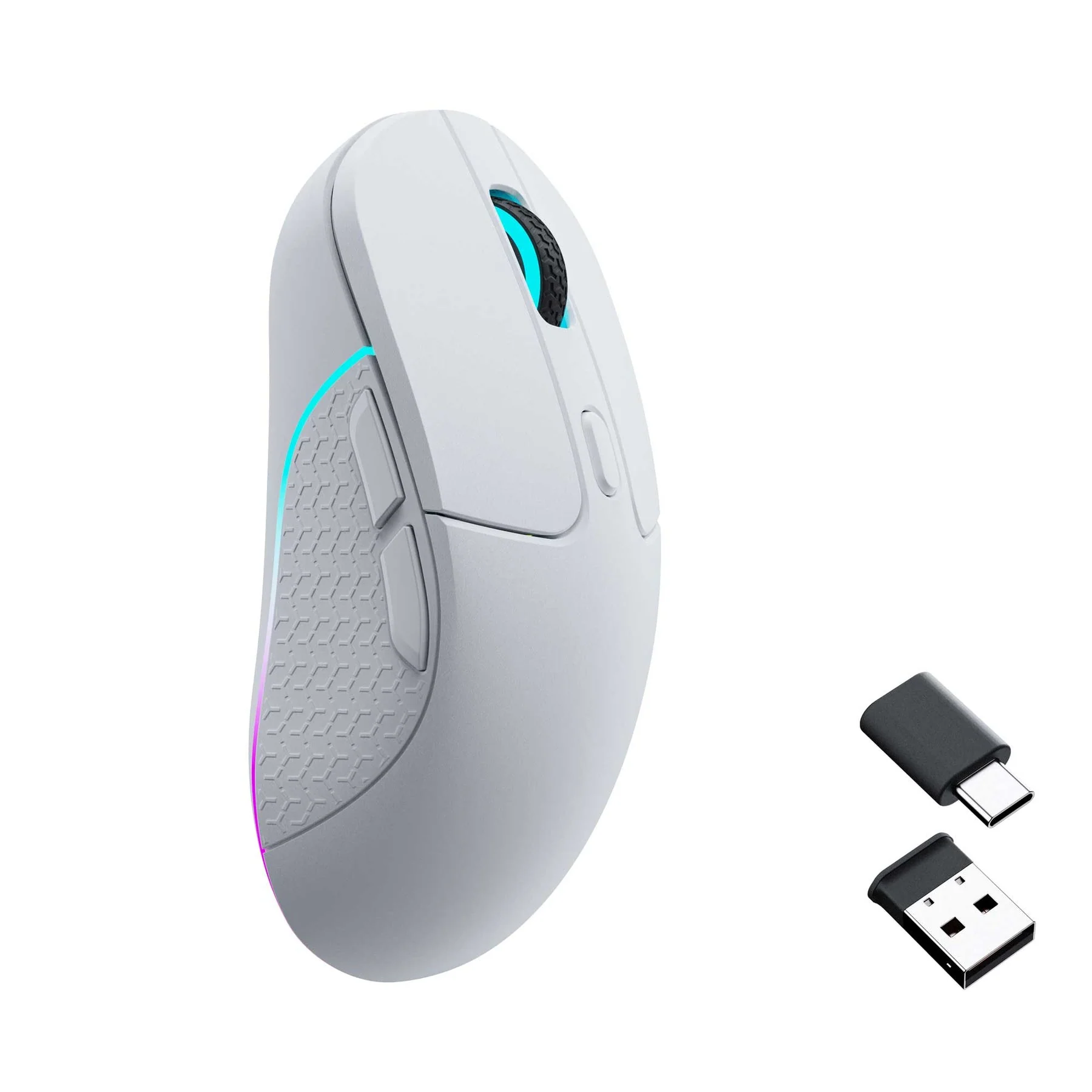 Keychron M3 RGB Ergonomic Wireless Optical Mouse (White) (M3-A3) - Image 2