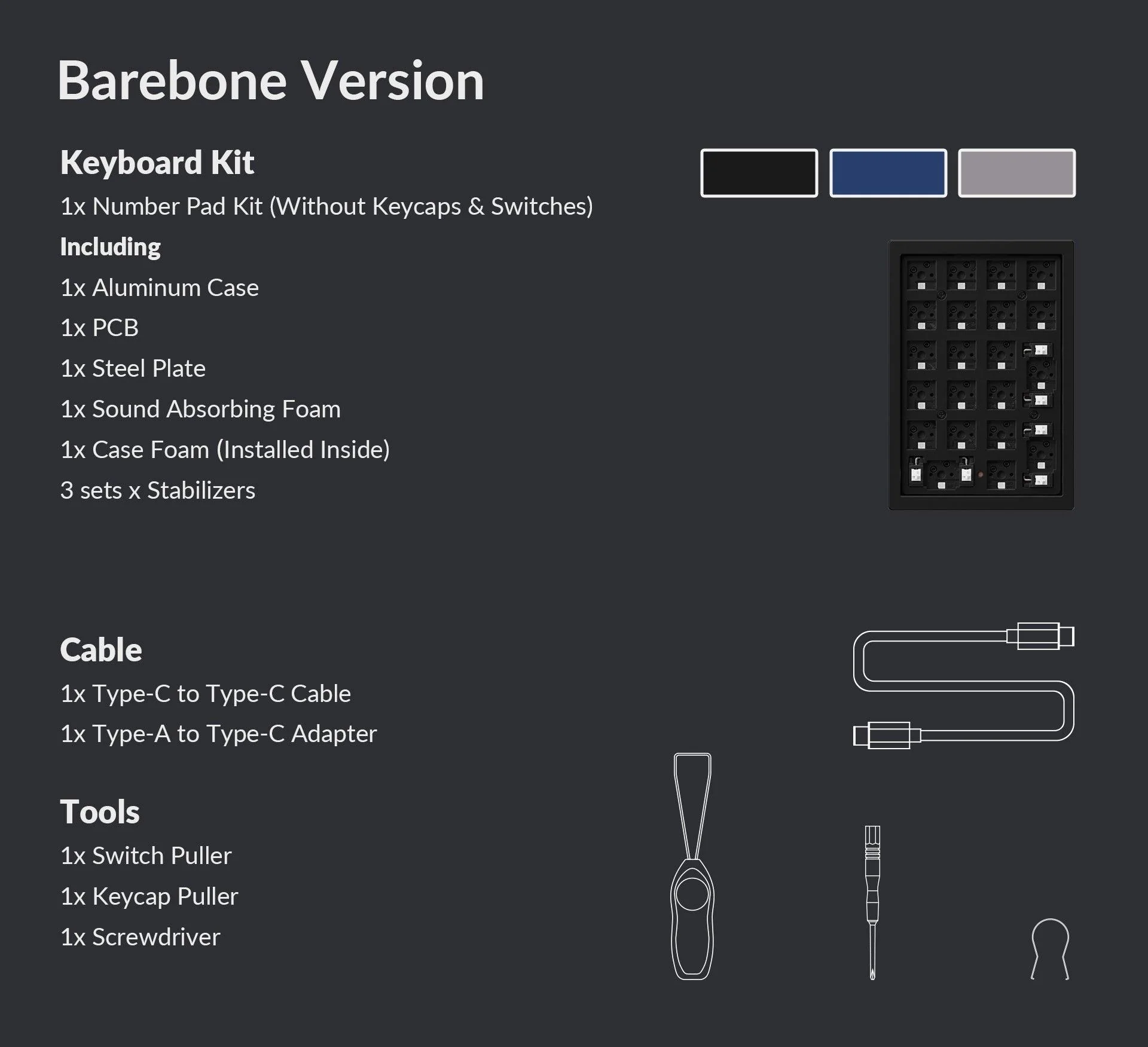 Keychron Q0 QMK Barebone Custom Number Pad (Silver Grey) (Q0A2) - Image 2