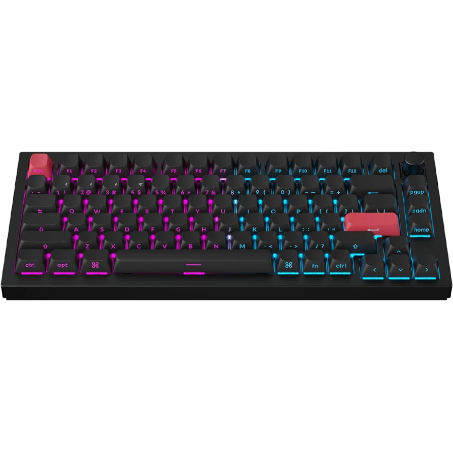 Keychron Q1 Max QMK/VIA Fully Assembled with Knob RGB Backlit Hot-Swappable 75% Wireless Custom Mechanical Keyboard - Carbon Black (Gateron Jupiter Red Switch) (Q1M-M1S) - Image 3