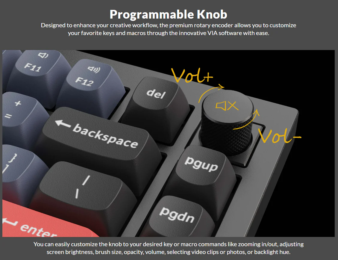 Keychron Q1 QMK Custom Mechanical Barebone Knob Keyboard Version 2 (Navy Blue) (Q1B3) - Image 5