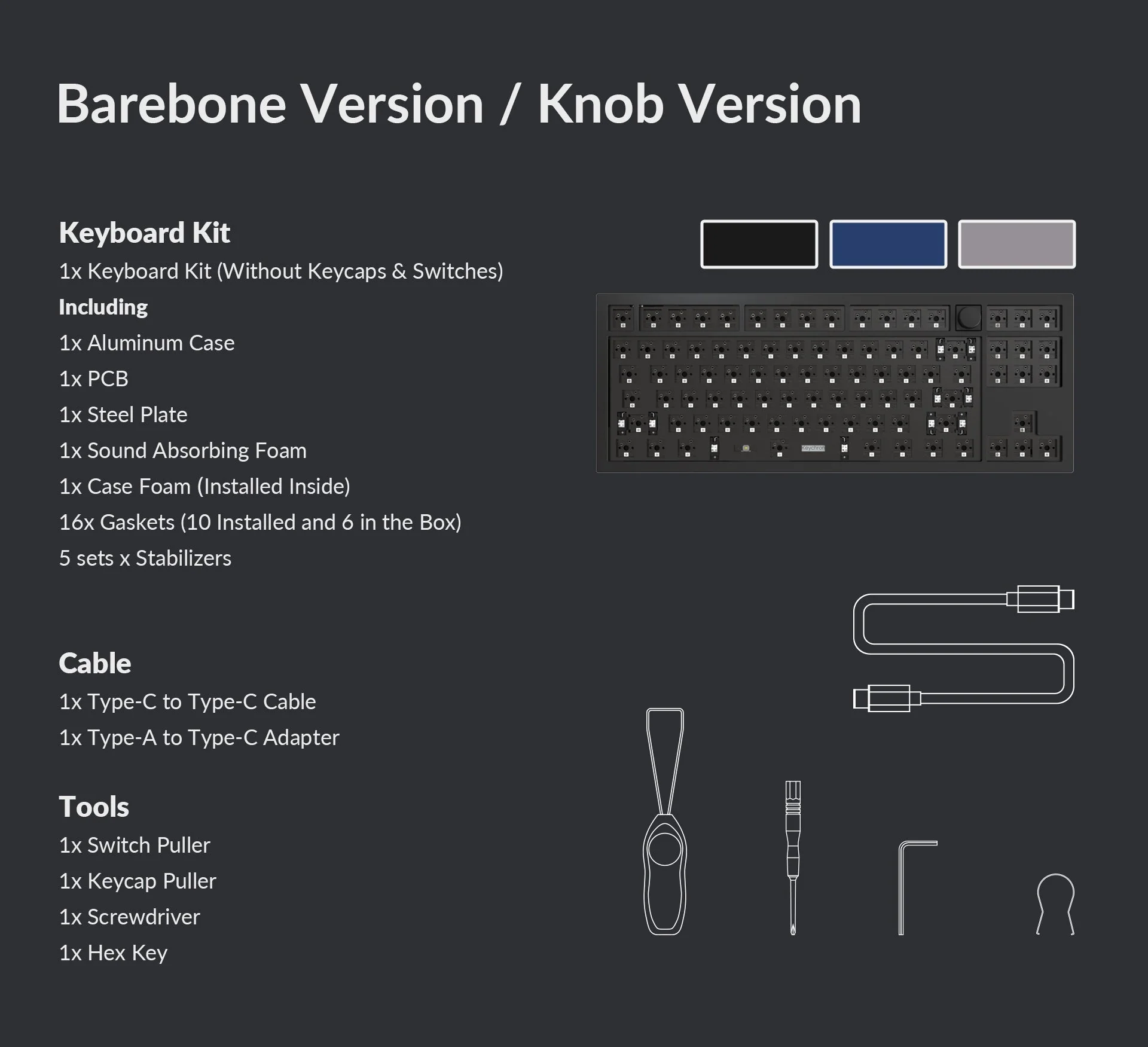 Keychron Q3 QMK Custom Mechanical Barebone Knob Wired Keyboard (Silver Grey) (Q3B2) - Image 4