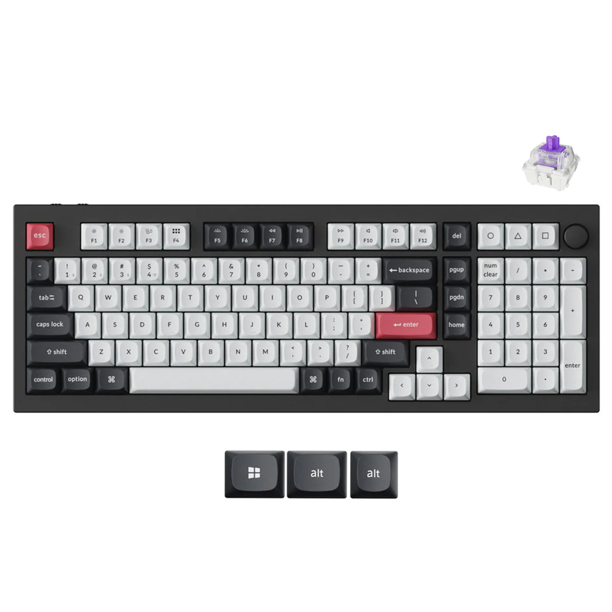 Keychron Q5 HE QMK 96% Fully Assembled Knob RGB Backlight Hot-Swappable Wireless Magnetic Switch Keyboard - Carbon Black (Gateron Double-Rail Magnetic Nebula Switch) (Q5H-M1) - Image 2