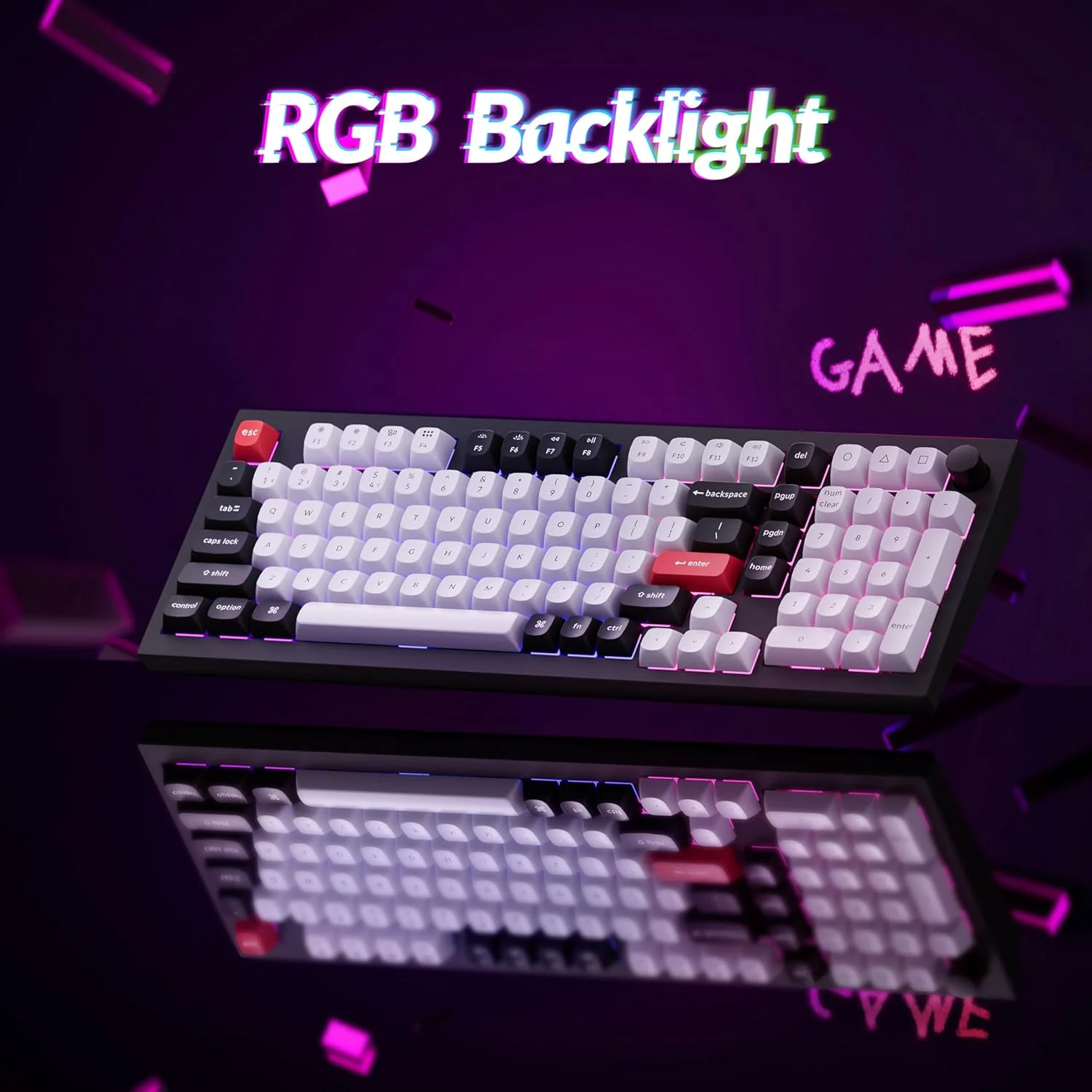 Keychron Q5 HE QMK 96% Fully Assembled Knob RGB Backlight Hot-Swappable Wireless Magnetic Switch Keyboard - Carbon Black (Gateron Double-Rail Magnetic Nebula Switch) (Q5H-M1) - Image 6