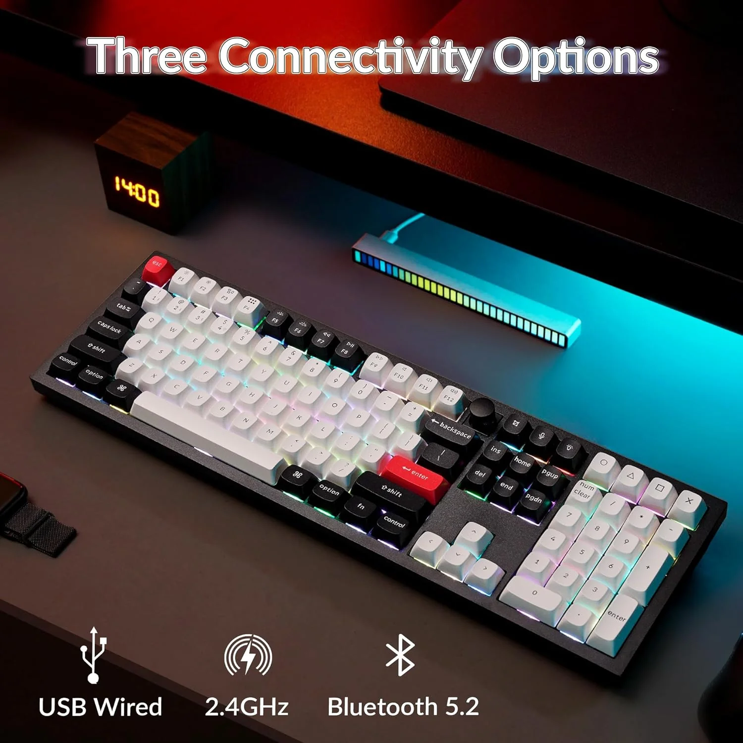 Keychron Q6 HE QMK Fully Assembled Knob RGB Full Size Wireless Custom Keyboard - Carbon Black (Gateron Double-Rail Magnetic Nebula Switch) (Q6H-M1) - Image 2