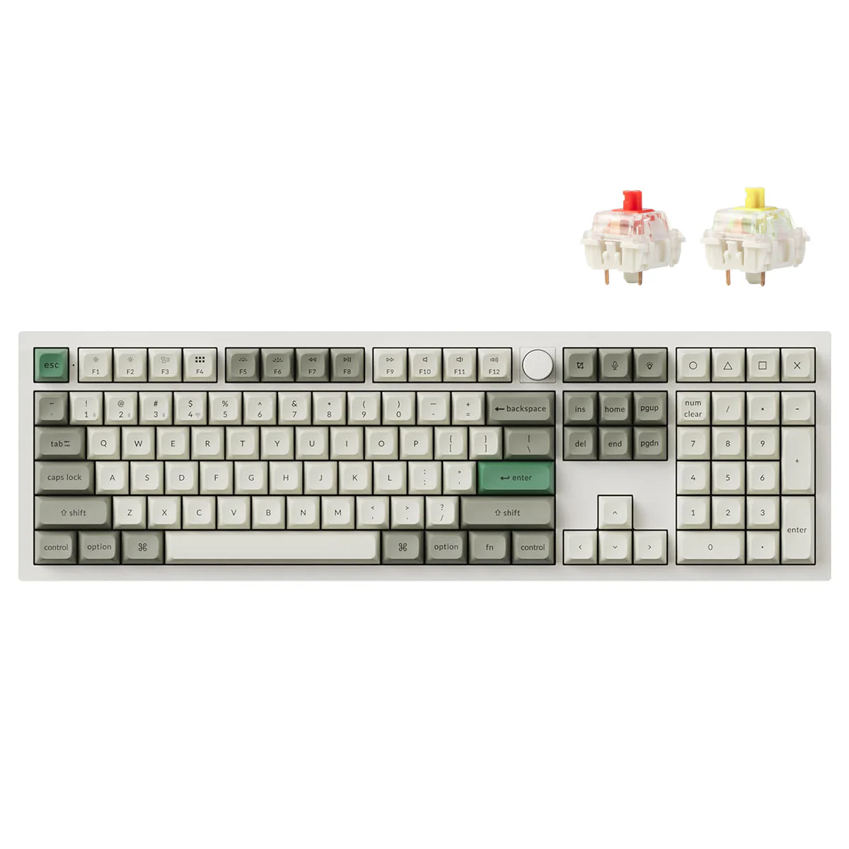 Keychron Q6 Max QMK/Via Fully Assembled With Knob RGB Backlit Hot-Swappable Full Size Wireless Custom Mechanical Keyboard - Shell White (Red Switch, Banana Switch)