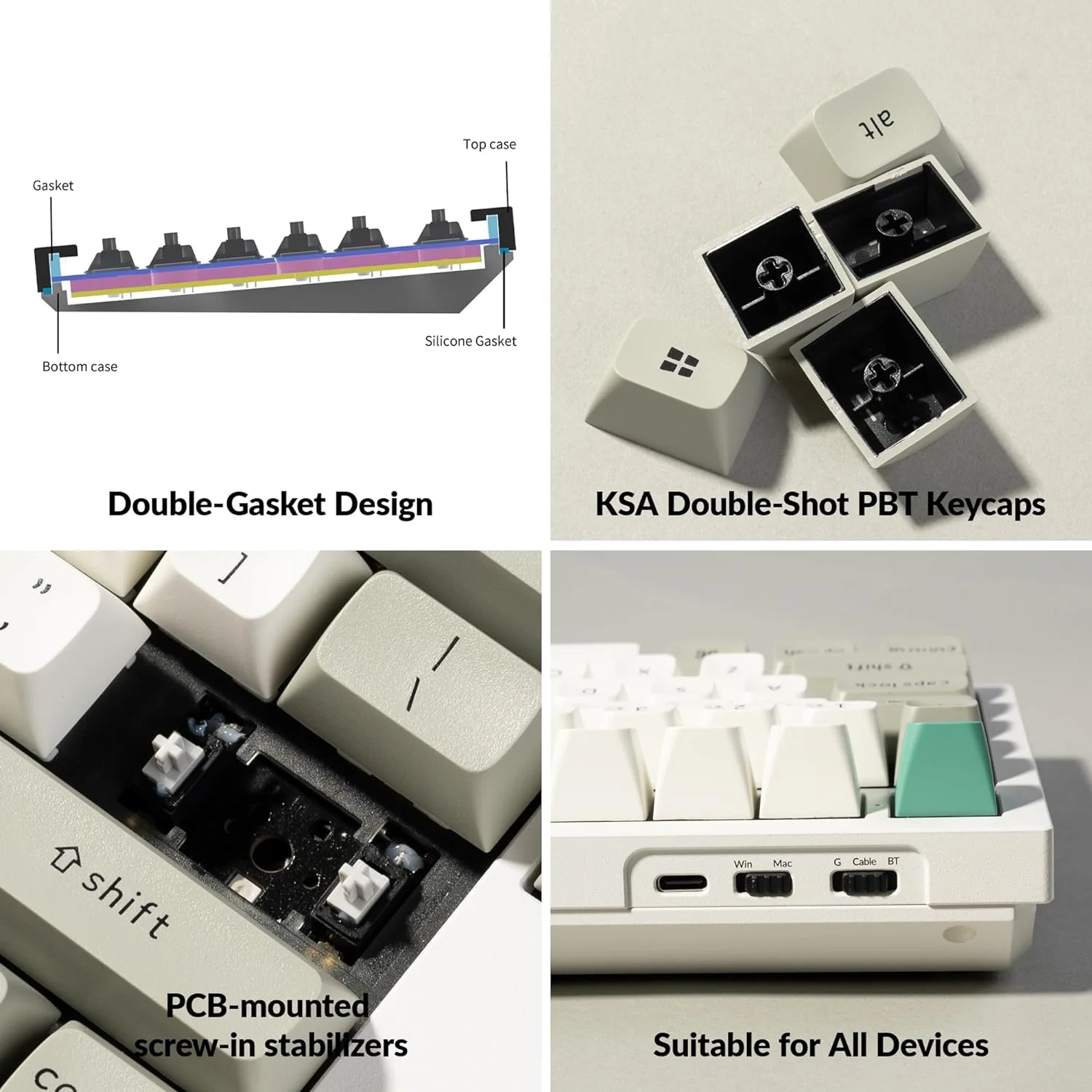 Keychron Q6 Max QMK/Via Fully Assembled With Knob RGB Backlit Hot-Swappable Full Size Wireless Custom Mechanical Keyboard - Shell White (Red Switch, Banana Switch) - Image 6