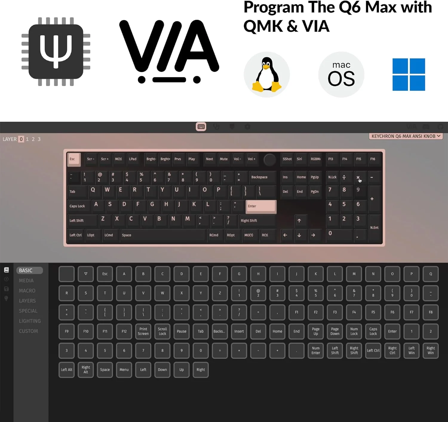 Keychron Q6 Max QMK/Via Fully Assembled With Knob RGB Backlit Hot-Swappable Full Size Wireless Custom Mechanical Keyboard - Shell White (Red Switch, Banana Switch) - Image 8