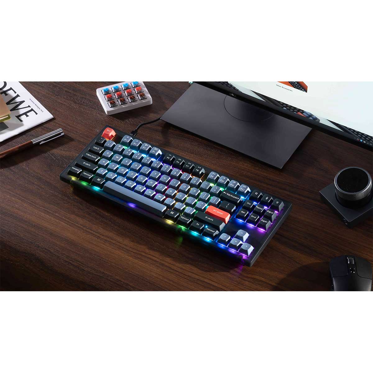 Keychron V3 QMK Fully Assembled Knob RGB Backlight Hot-Swappable TKL Wired Mechanical Keyboard - Frosted Black (K Pro Blue Switch) (V3-C2) - Image 3