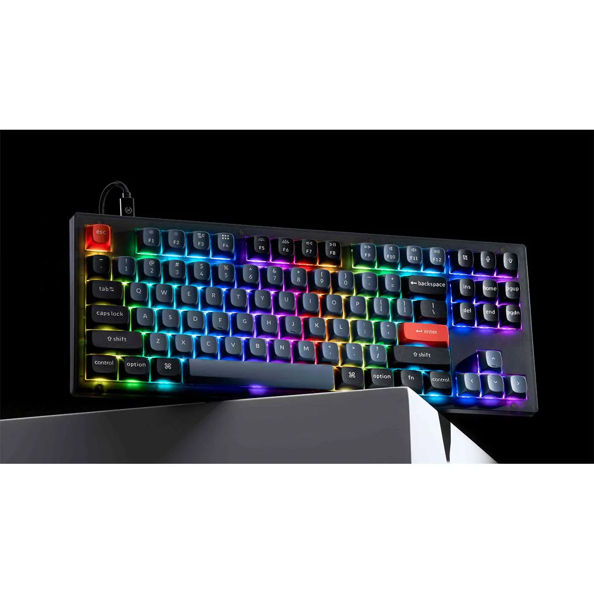 Keychron V3 QMK Fully Assembled Knob RGB Backlight Hot-Swappable TKL Wired Mechanical Keyboard - Frosted Black (K Pro Blue Switch) (V3-C2) - Image 4