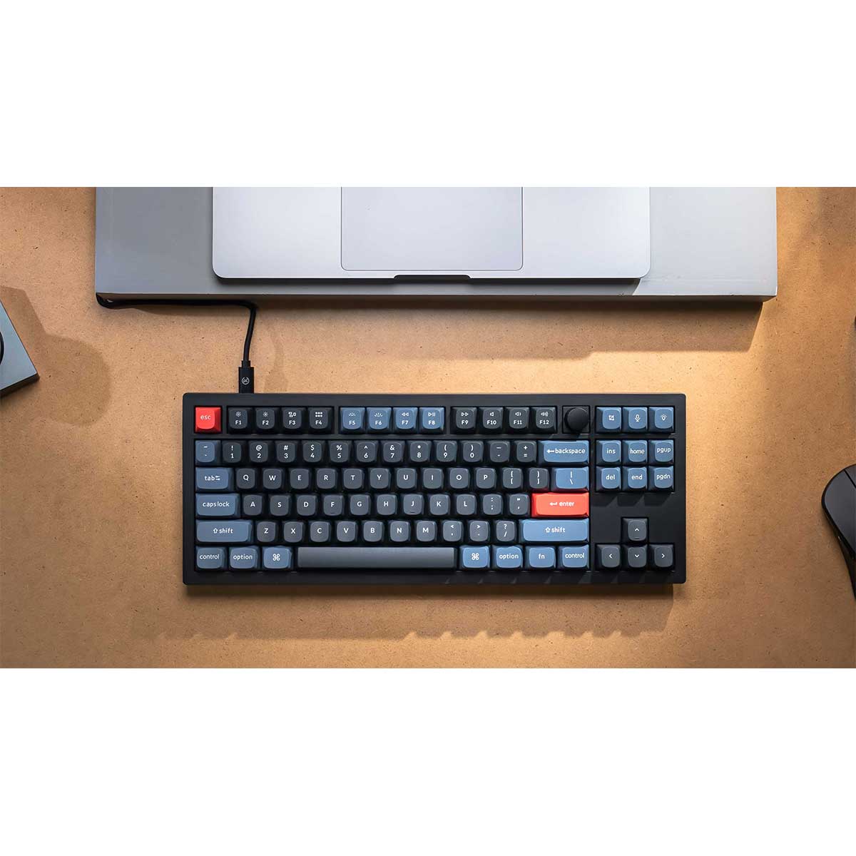 Keychron V3 QMK Fully Assembled Knob RGB Backlight Hot-Swappable TKL Wired Mechanical Keyboard - Frosted Black (K Pro Blue Switch) (V3-C2) - Image 5