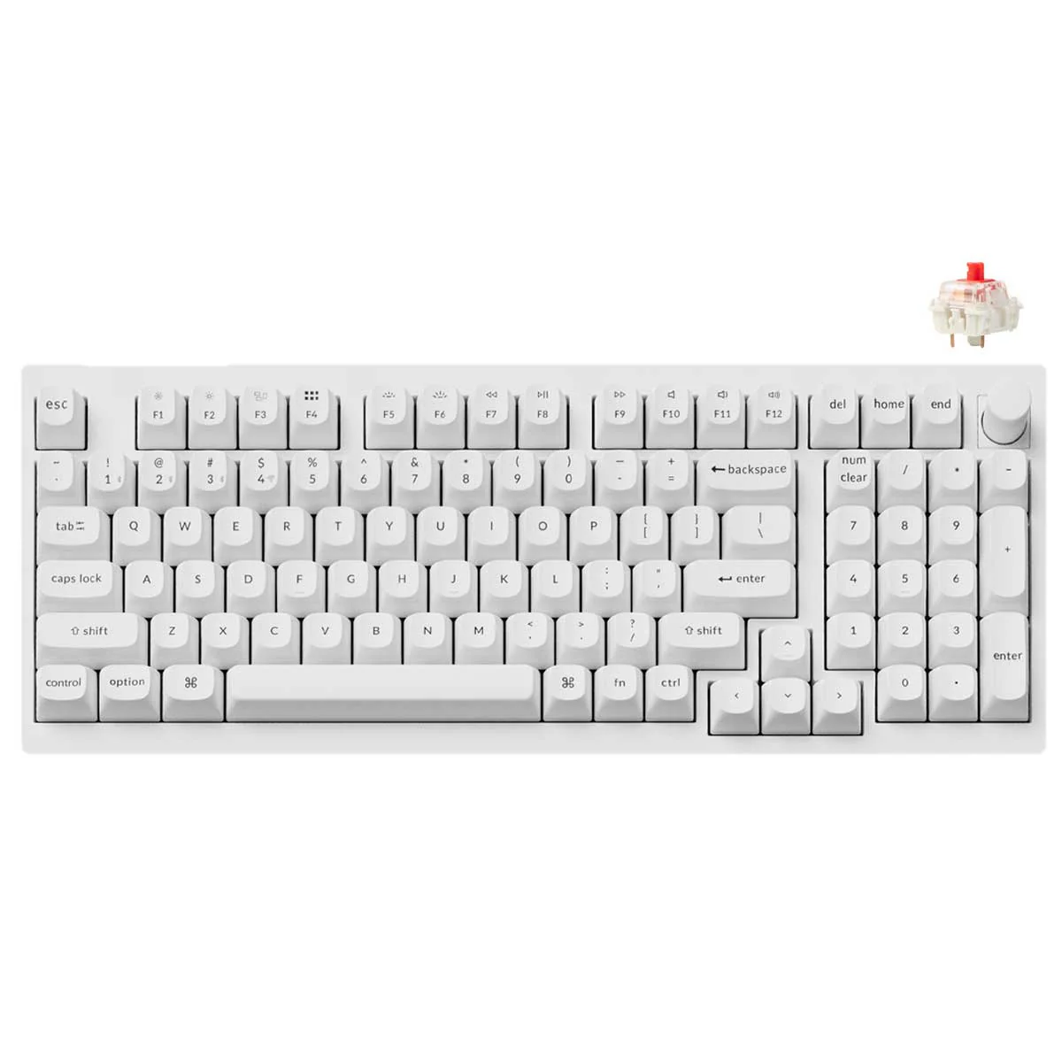 Keychron V5 Max Knob Version RGB Backlight Hot-Swappable 96% Wireless Mechanical Keyboard - White (Gateron Jupiter Brown Switch, Gateron Jupiter Banana Switch, Gateron Jupiter Red Switch) (V5M-F3, V5M-F4, V5M-F1) - Image 5