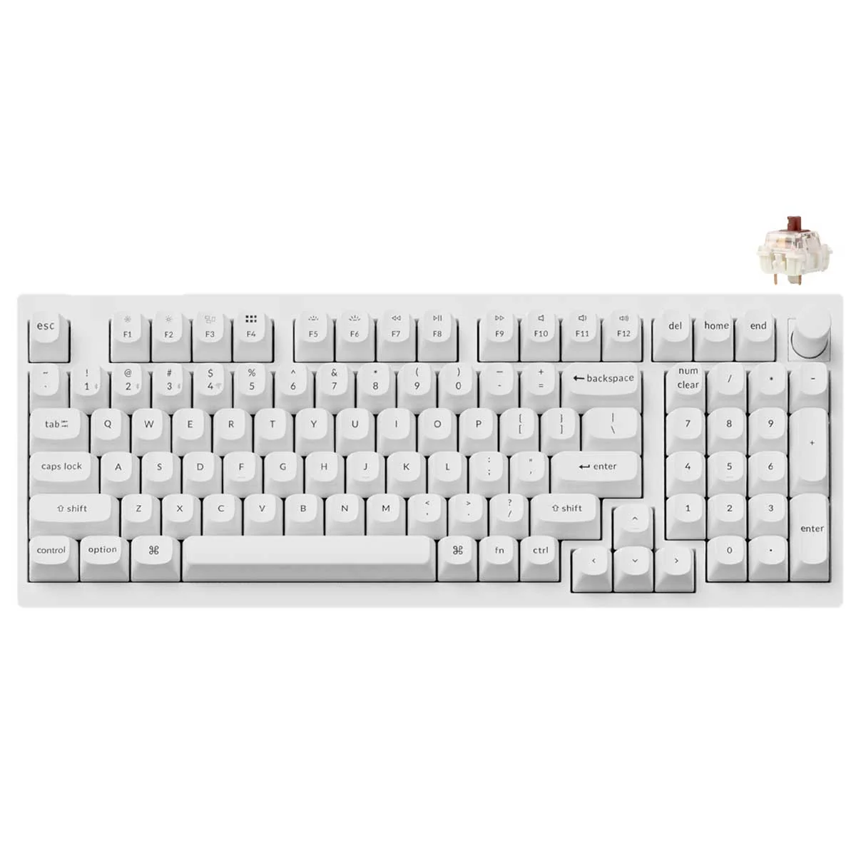 Keychron V5 Max Knob Version RGB Backlight Hot-Swappable 96% Wireless Mechanical Keyboard - White (Gateron Jupiter Brown Switch, Gateron Jupiter Banana Switch, Gateron Jupiter Red Switch) (V5M-F3, V5M-F4, V5M-F1) - Image 6