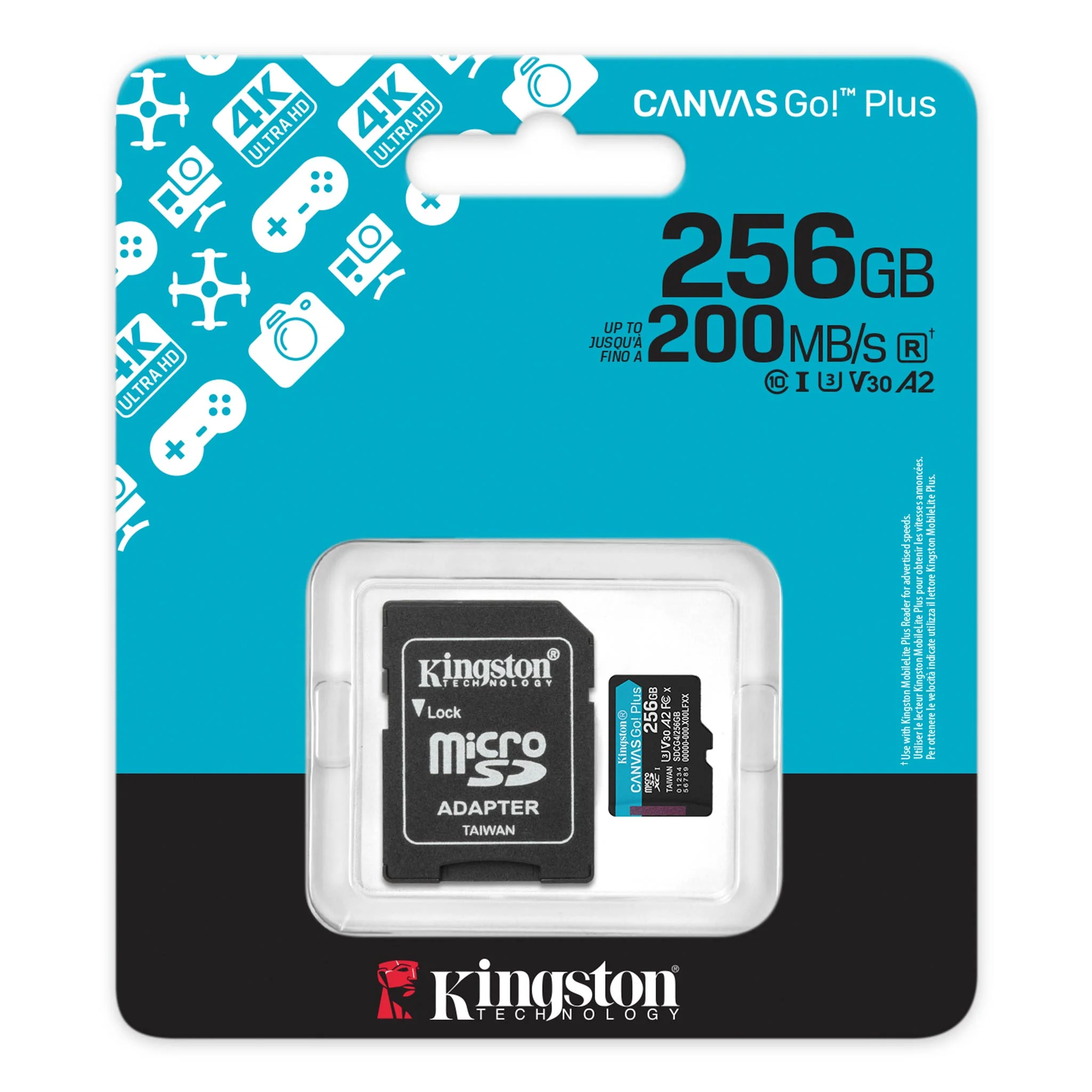 Kingston Canvas Go! Plus C10 UHS-I U3 V30 A2 200MB/s Read microSD Memory Card with SD Adapter (128GB, 256GB, 512GB, 1TB) - Image 7
