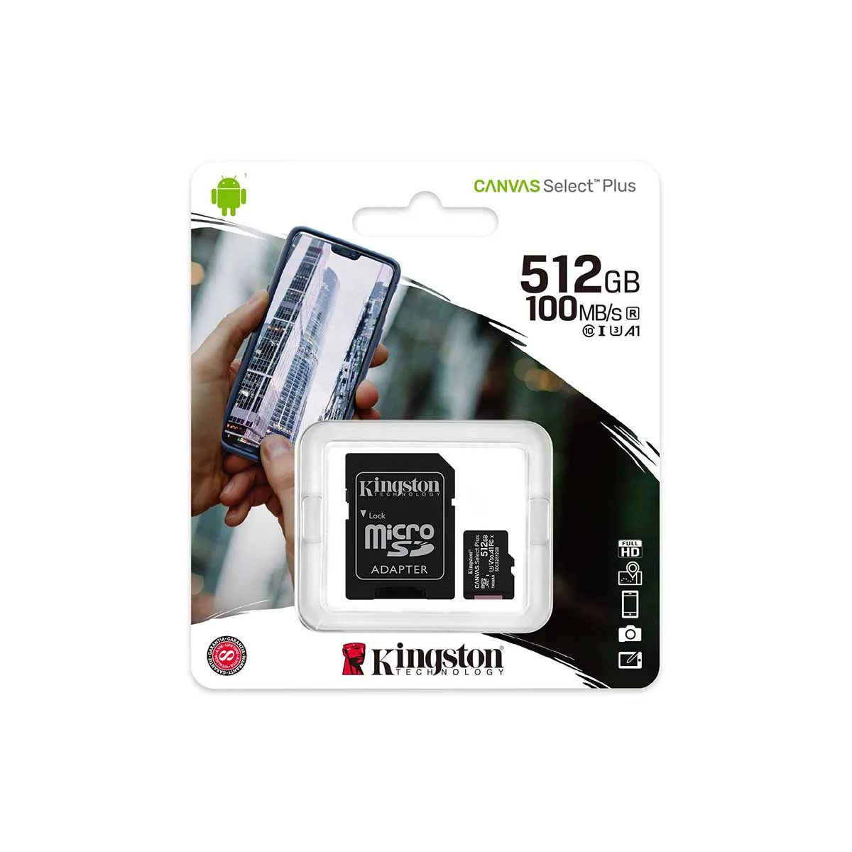 Kingston Canvas Select Plus 512GB 100MB/S Micro SD Memory Card With Android A1 Performance Class (SDCS2/512GB) - Image 3