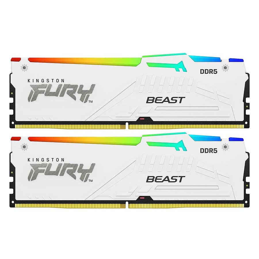 Kingston Fury Beast 32GB (2X16GB) DDR5 RGB Expo 5200MT/S CL36 Memory (White) (KF552C36BWEAK2-32)
