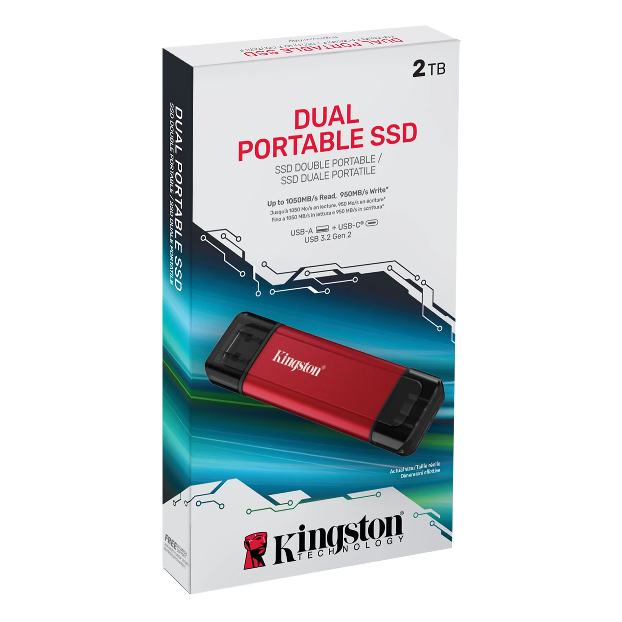 Kingston USB 3.2 Gen 2 1050MB/s Read/950MB/s Write Type-A & Type C Dual Portable SSD (512GB, 1TB, 2TB) - Image 13