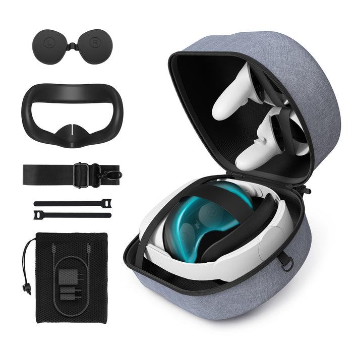 KIWI Design Hard Protective Carry Case Compatible With Oculus Quest 1 & 2 (Gray) (KW-QG03-US)