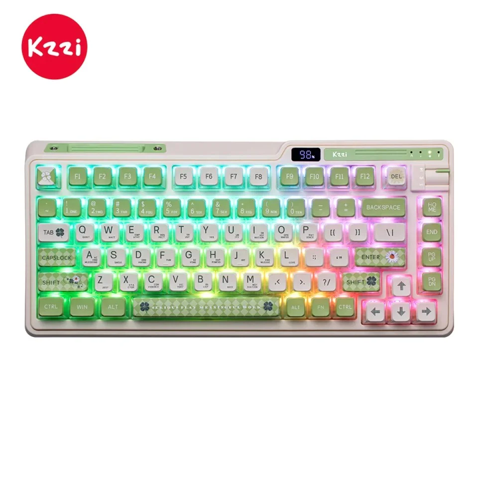 KZZI K75 Pro Tri-Mode RGB 82 Keys Hot-Swappable Mechanical Keyboard Lemon Green (Eternity Tactile Switch)