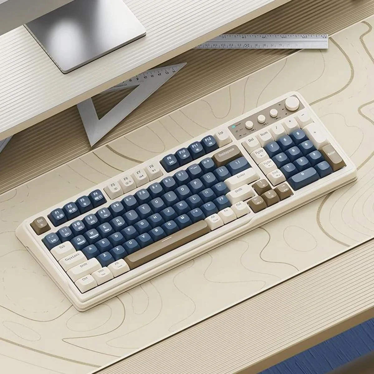 Lecoo C99 Tri-mode Membrane Silicone Keyboard (Blue/Grey) - Image 5