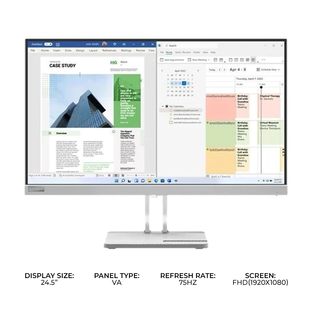 Lenovo L25E-40 67ADKAC4PH 24.5" FHD 75Hz VA Flat Panel LCD Monitor (Cloud Grey)