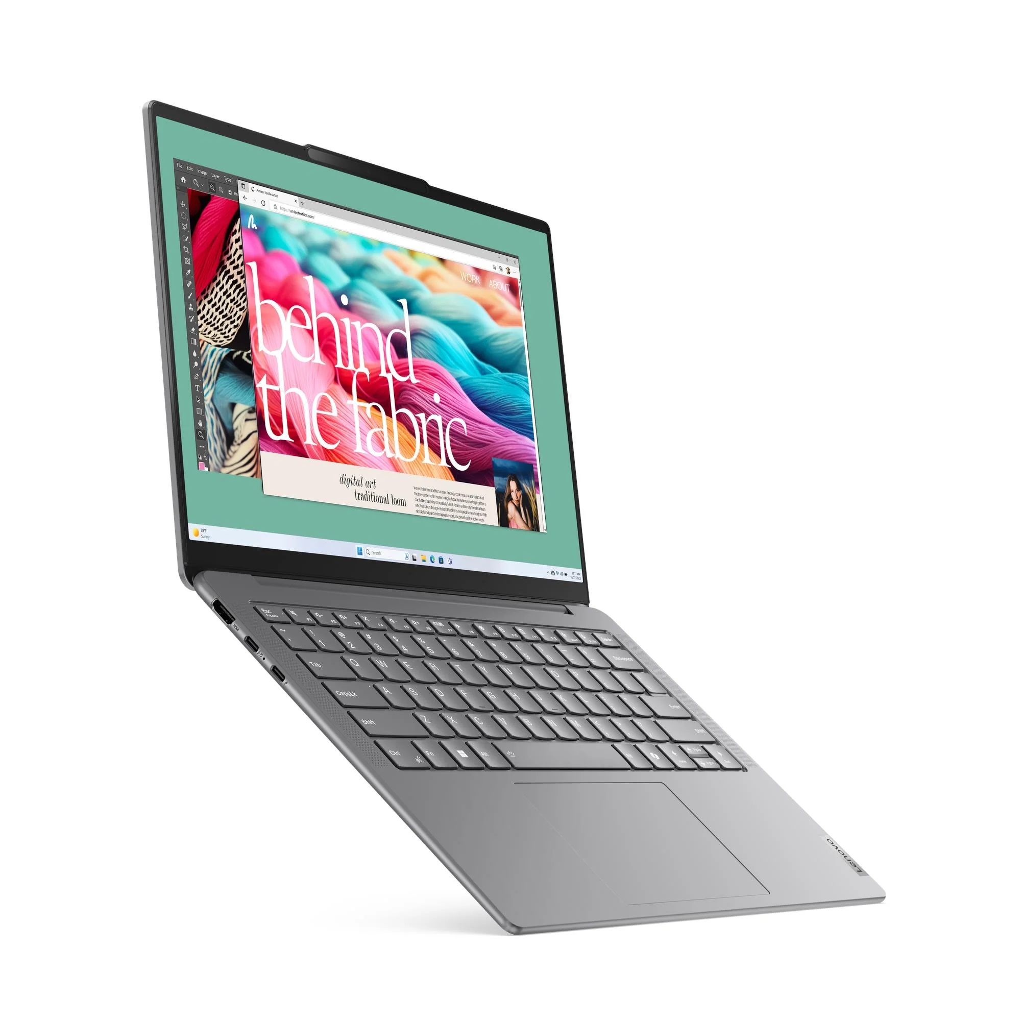 Lenovo Yoga Slim 7 14IMH9 83CV008NPH Laptop (Luna Grey) | 14" WUXGA (1920x1200) OLED | Core Ultra 5 125H | 16GB RAM | 1TB SSD | Intel Arc Graphics | Win 11 Home | MS Office Home 2024 + MS 365 Basic + Yoga Sleeve + A4Tech FK13M Fstyler Sleek Numeric Keypad - Image 2