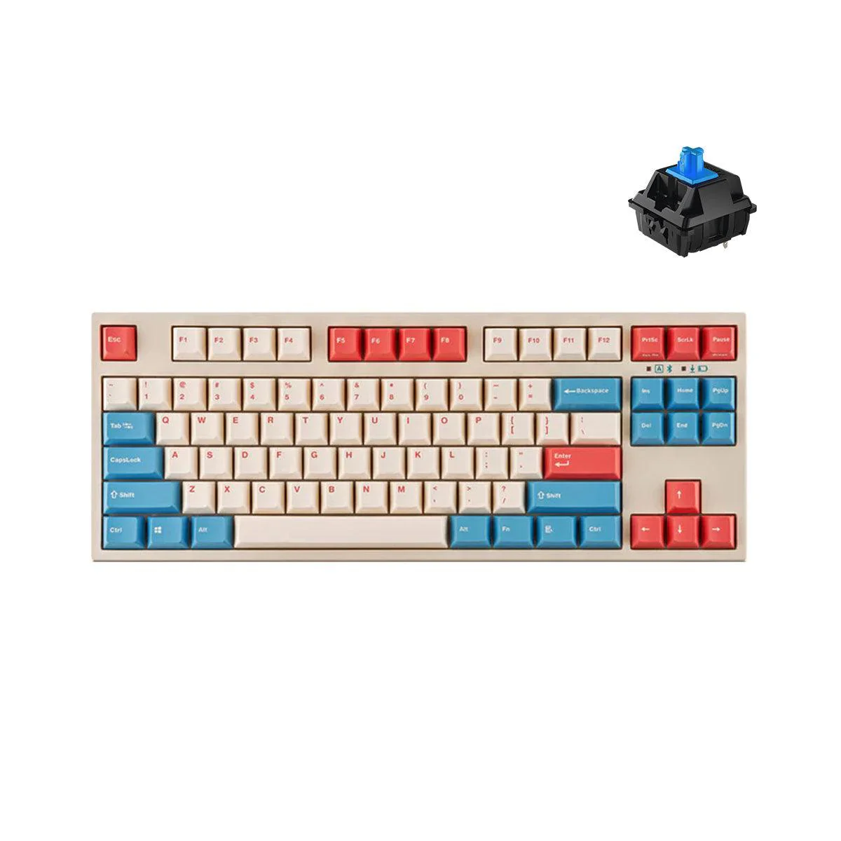 Leopold FC750RBT 87 Keys High-End Mechanical Bluetooth Keyboard (Coral Blue) (Blue Switch) (FC750RBTC/ERBPD(W))
