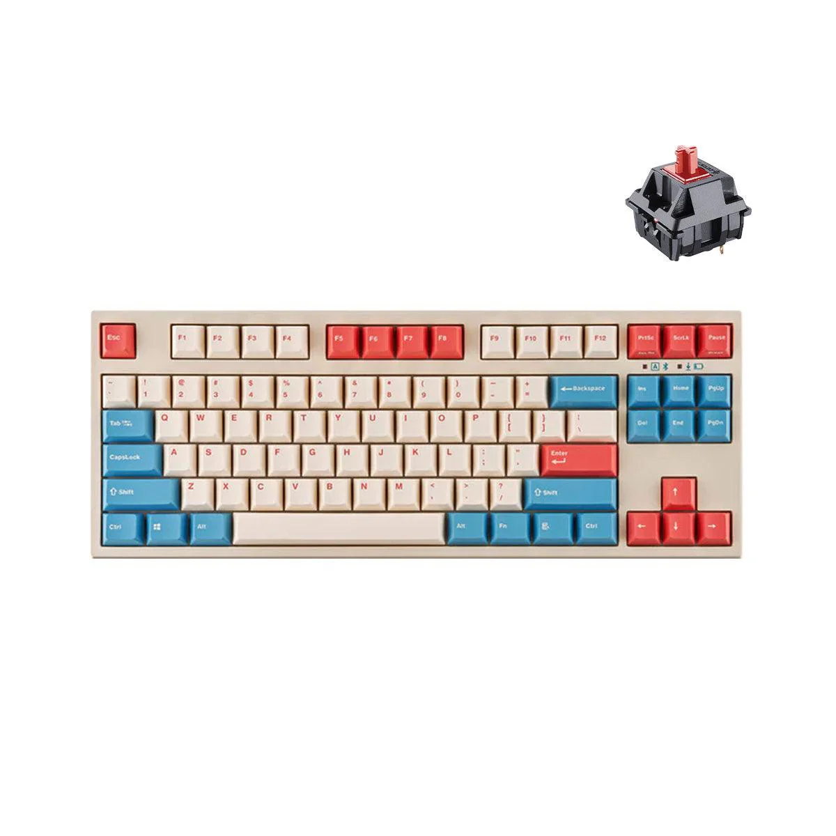Leopold FC750RBT 87 Keys High-End Mechanical Bluetooth Keyboard (Coral Blue) (Red Switch) (FC750RBTR/ERBPD(W))