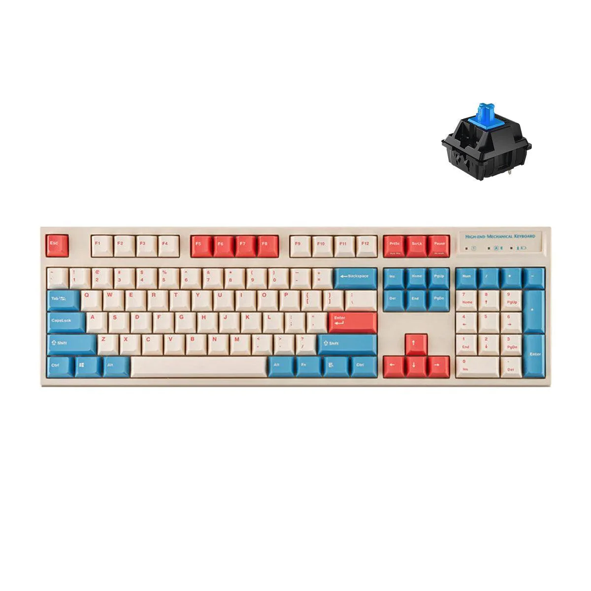 Leopold FC900RBT 104 Keys High-End Mechanical Bluetooth Keyboard (Coral Blue) (Blue Switch) (FC900RBTC/ERBPD(W))