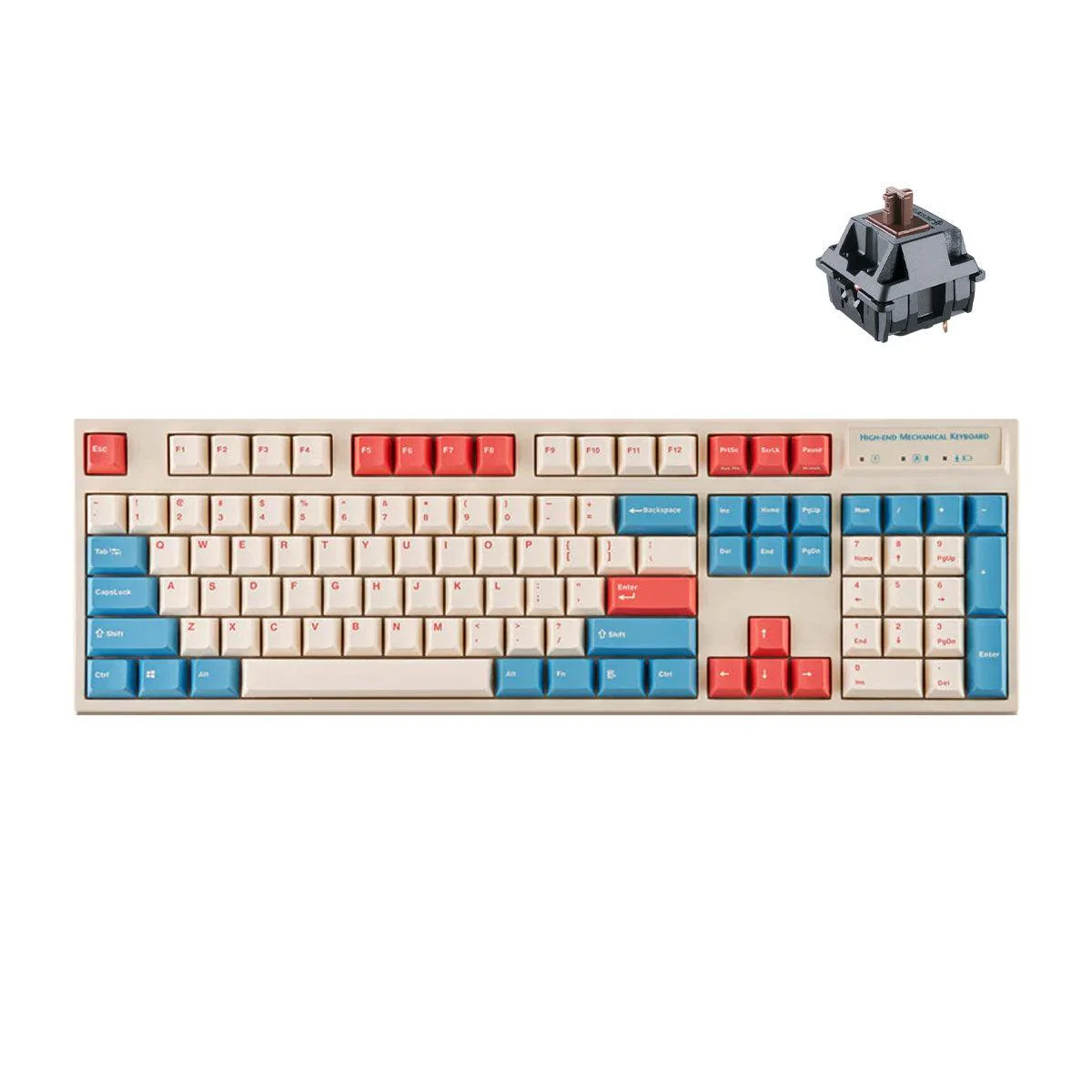 Leopold FC900RBT 104 Keys High-End Mechanical Bluetooth Keyboard (Coral Blue) (Brown Switch) (FC900RBTN/ERBPD(W))