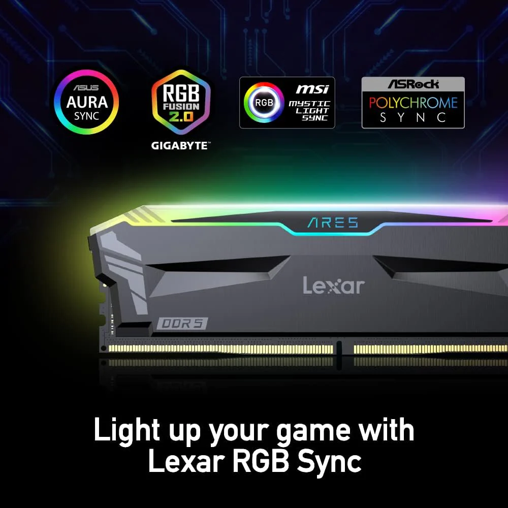 Lexar Ares RGB 32GB Kit (2x16GB) DDR5 5600MHz CL32 UDMM Desktop Memory (LD5AU016G-R5600GDGA) - Image 4